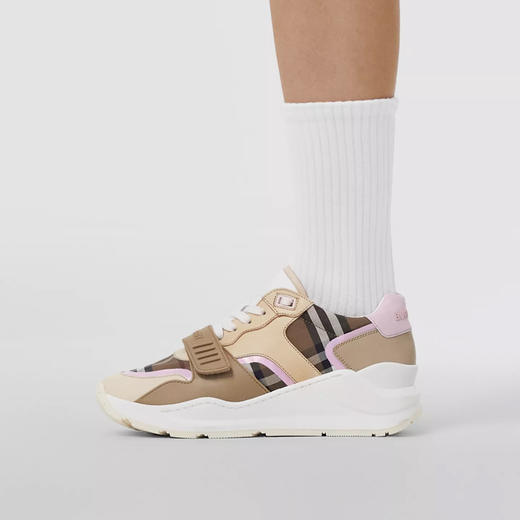 BURBERRY 巴宝莉 女士格纹棉质拼皮革休闲运动鞋 混色 8049213 A8894 商品图3