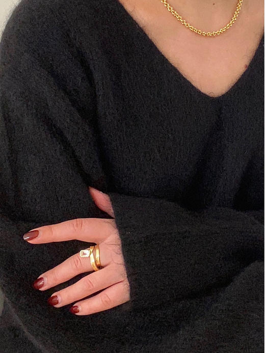 APRESI｜TROUVAILLE Millennium Cut Square White Topaz Fluid Ring [流转戒指] 商品图5