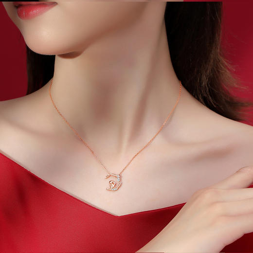 「S925银玉兔项链！礼盒装」原创玉兔与桂枝S925银项链 女小众设计吊坠锁骨链生日礼物时尚饰品 商品图1