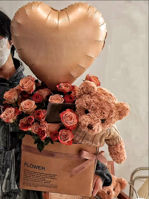 只想抱抱你---玫瑰泰迪熊心形气球抱抱袋六选一 商品图6