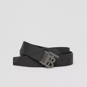 【二】BURBERRY 巴宝莉 男士格纹拼皮革双面两用 TB专属标识 腰带 格子 8065339 A1208