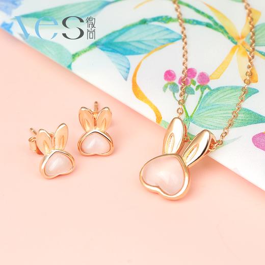 爱心萌兔银925芙蓉石套链耳钉 商品图1