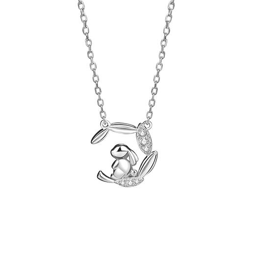 「S925银玉兔项链！礼盒装」原创玉兔与桂枝S925银项链 女小众设计吊坠锁骨链生日礼物时尚饰品 商品图4