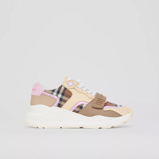 BURBERRY 巴宝莉 女士格纹棉质拼皮革休闲运动鞋 混色 8049213 A8894 商品图0
