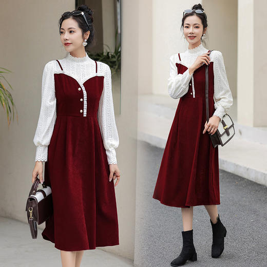 舒适潮流有范，个性假两件针织拼接连衣裙HR-MHYM88858-3 商品图2