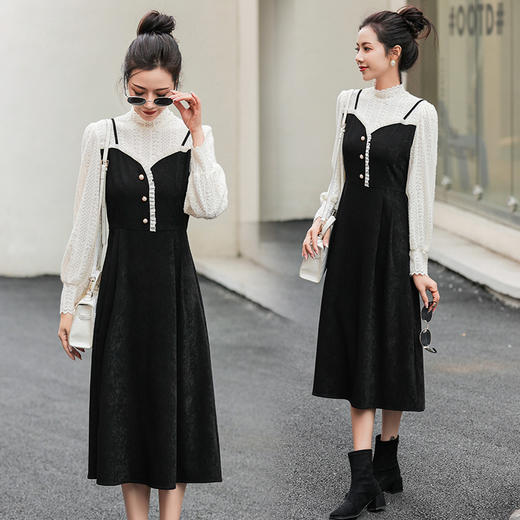 舒适潮流有范，个性假两件针织拼接连衣裙HR-MHYM88858-3 商品图1