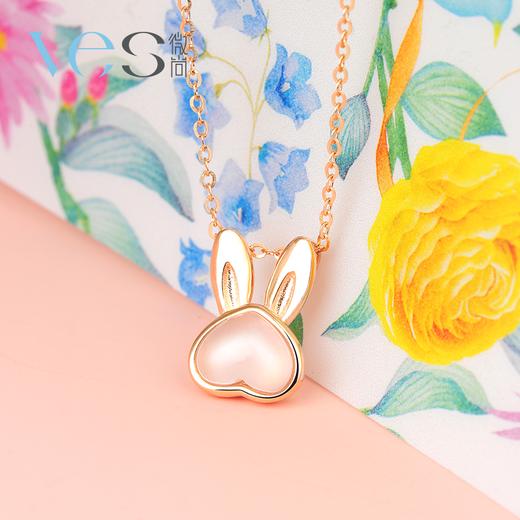 爱心萌兔银925芙蓉石套链耳钉 商品图2