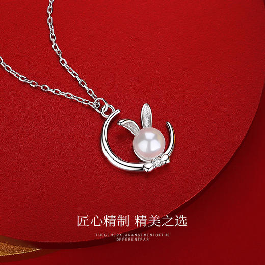「萌兔项链！925银礼盒装」兔子月亮珍珠项链 萌兔蝴蝶锁骨链女ins风气质兔耳朵项链女时尚饰品 商品图3