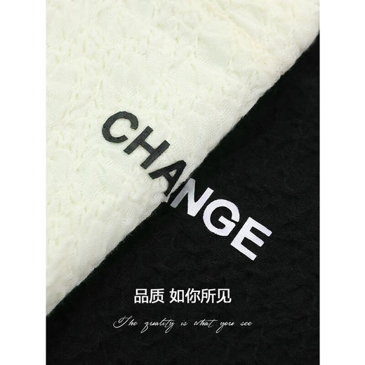 COCOBELLA质感肌理时尚针织字母短袖T恤女舒适半袖上衣TS623 商品图2