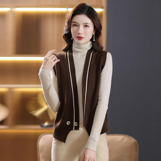 V领针织马甲背心，洋气配衬衣无袖毛衣开衫外套CC-101-12383 商品图1
