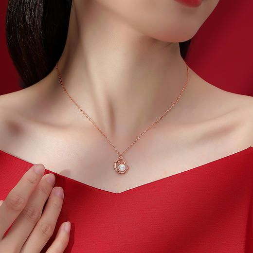 「萌兔项链！925银礼盒装」兔子月亮珍珠项链 萌兔蝴蝶锁骨链女ins风气质兔耳朵项链女时尚饰品 商品图2