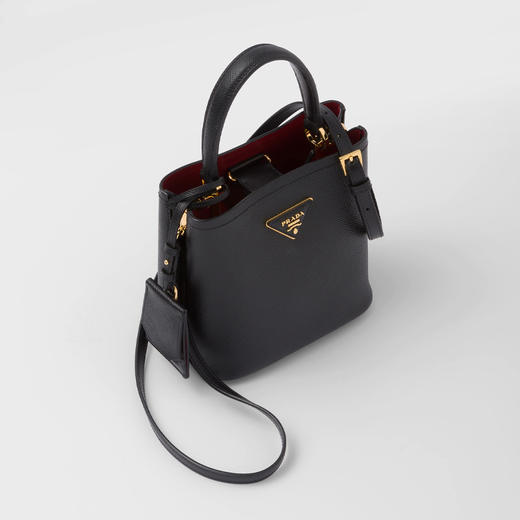 PRADA 普拉达 女士 Saffiano 十字纹皮革珐琅金属三角形徽标单肩提挎包 黑色 1BA217 2ERX F0LJ4 OOO 商品图1