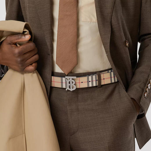 BURBERRY 巴宝莉 男士双面两用 Vintage 格纹TB专属标识图案腰带 格子 8046568 A7026 商品图3