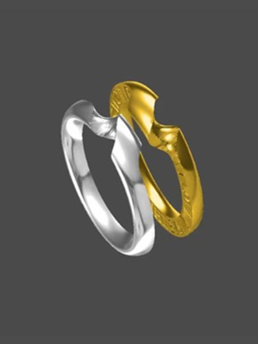 APRESI｜圆角双环GIMMEL AND POSY Short Inscription Double-Hoop Complete Ring [缱绻圆角双环组合戒指] 商品图0