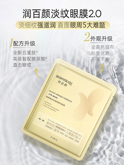 润百颜玻尿酸淡纹焕颜精华眼膜6g*5支 商品图2