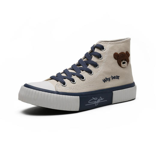 「黑白两色」春季款韩版小熊高帮帆布鞋 女学生休闲鞋硫化鞋单鞋小白鞋女 商品图4