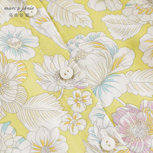 马克珍妮春夏新款 女童田园风花卉满印泡泡袖纯棉衬衫230185 商品图4