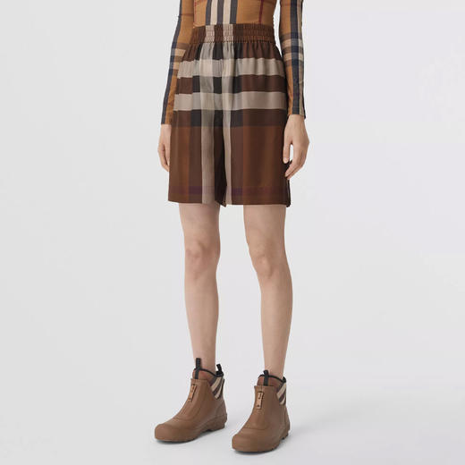 BURBERRY 巴宝莉 女士大号格纹丝质休闲短裤 格子 8051095 A9011 商品图1