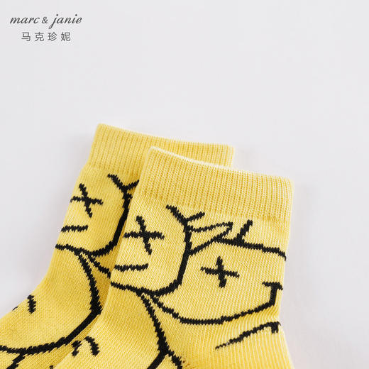 【2双装】马克珍妮春装 男童笑脸组合柔软中筒袜230909 商品图3