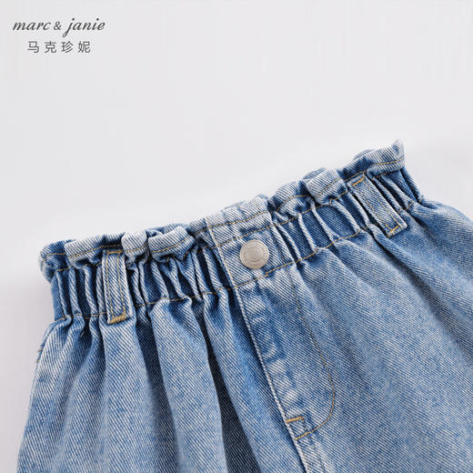 马克珍妮春夏新款 女童花边腰头大口袋纯棉牛仔短裙230767 商品图2
