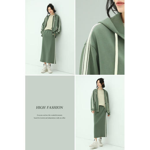 COCOBELLA运动风休闲连帽外套女字母印花双面针织拉链卫衣SC73 商品图2