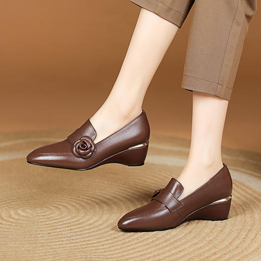 舒适百搭，真皮尖头坡跟小皮鞋XYM-k730 商品图6