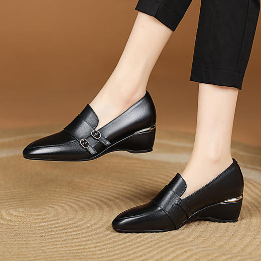 纯色简约，坡跟真皮单鞋MYX-k732 商品图0