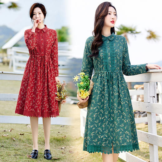 HR WN039时尚潮流舒适显瘦蕾丝碎花连衣裙 商品图0