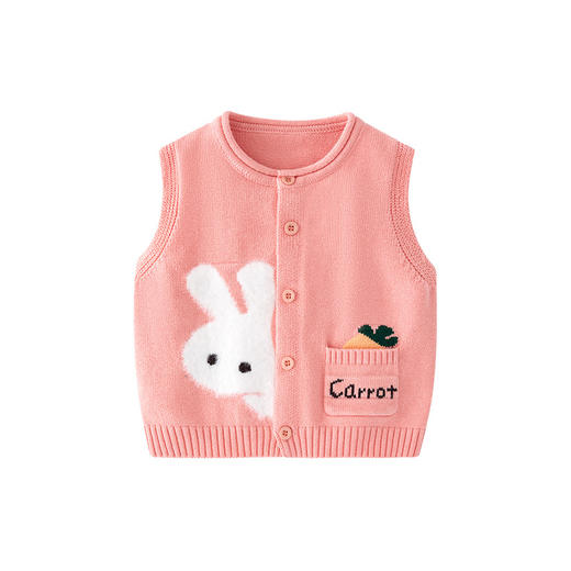 新款小兔子A类女童马甲开衫可爱卡通针织婴儿马甲春秋款宝宝马甲 商品图4