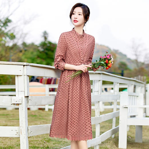 春装新款，修身显瘦时尚潮流气质感长袖碎花连衣裙HR-WN129 商品图6