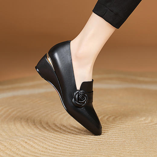 舒适百搭，真皮尖头坡跟小皮鞋XYM-k730 商品图3