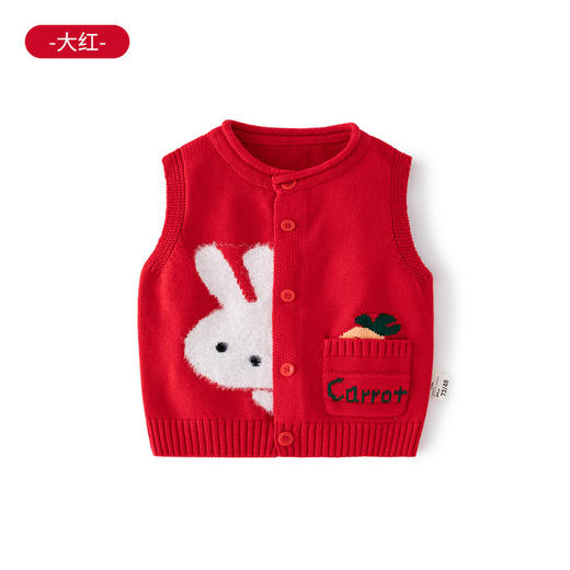 新款小兔子A类女童马甲开衫可爱卡通针织婴儿马甲春秋款宝宝马甲 商品图5