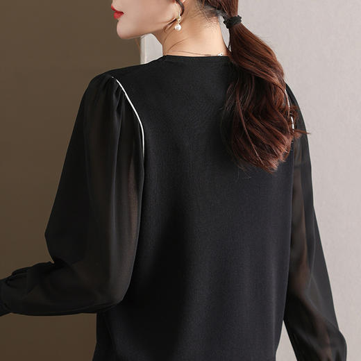 小香风针织打底衫蕾丝宽松洋气薄短款毛衣上衣CC-28-316 商品图3