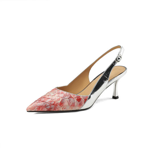 清新简约，个性蟒蛇皮+牛皮高跟凉鞋ZF3394 商品图12