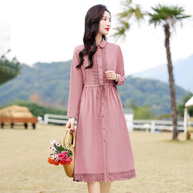 洋气减龄时尚舒适收腰显瘦碎花文艺连衣裙HR-WN089