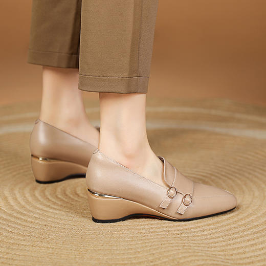 纯色简约，坡跟真皮单鞋MYX-k732 商品图10