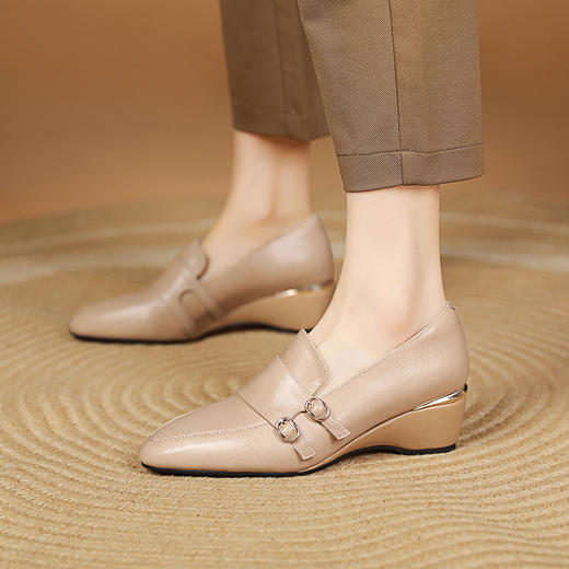 纯色简约，坡跟真皮单鞋MYX-k732 商品图7