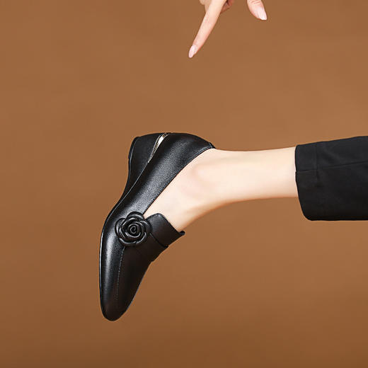 舒适百搭，真皮尖头坡跟小皮鞋XYM-k730 商品图4