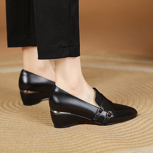 纯色简约，坡跟真皮单鞋MYX-k732 商品图4