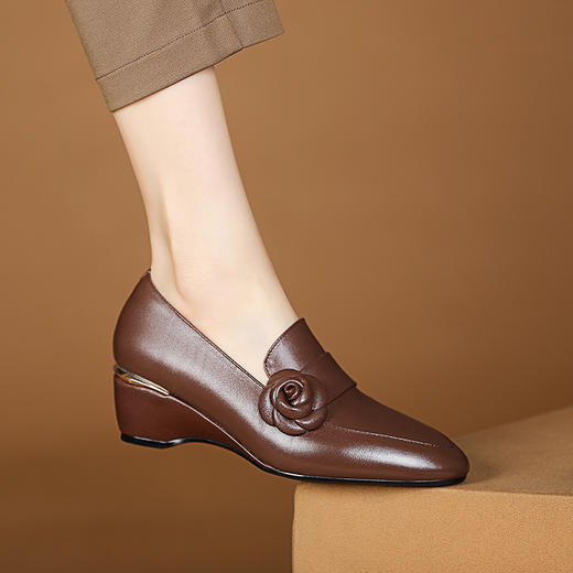 舒适百搭，真皮尖头坡跟小皮鞋XYM-k730 商品图11