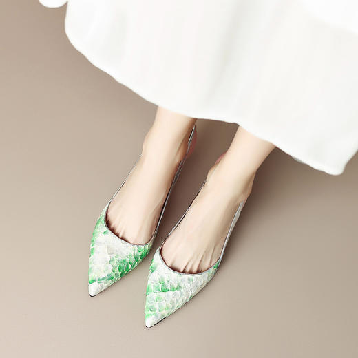 清新简约，个性蟒蛇皮+牛皮高跟凉鞋ZF3394 商品图11