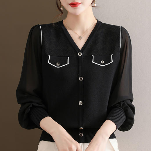 小香风针织打底衫蕾丝宽松洋气薄短款毛衣上衣CC-28-316 商品图5