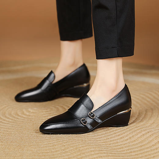 纯色简约，坡跟真皮单鞋MYX-k732 商品图1