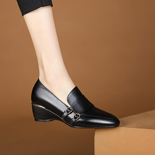 纯色简约，坡跟真皮单鞋MYX-k732 商品图5