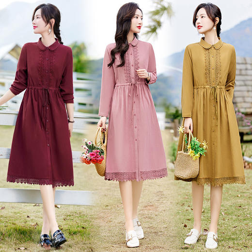 洋气减龄时尚舒适收腰显瘦碎花文艺连衣裙HR-WN089 商品图3