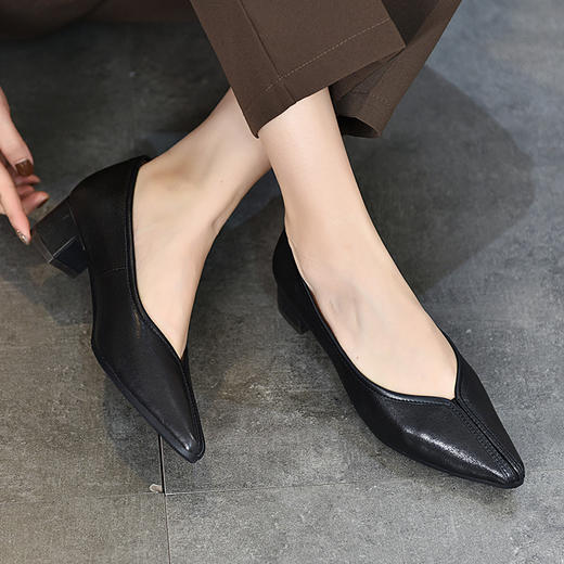 TN T58630-2法式真皮浅口鞋羊皮单鞋 商品图1