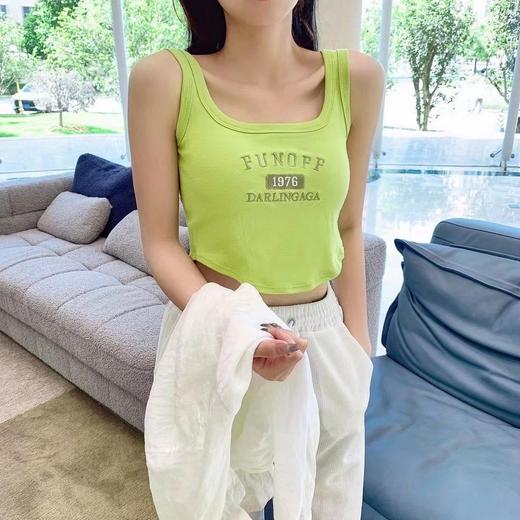 买一送一！春夏新款经典字母数字刺绣-固定杯背心 外穿修身打底百搭 运动背心 免穿文胸 自带文胸垫！ 商品图2