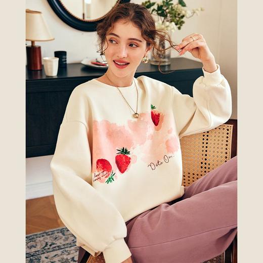 OLrain欧芮儿法式圆领卫衣女早春2023年新款宽松慵懒趣味印花上衣 商品图0