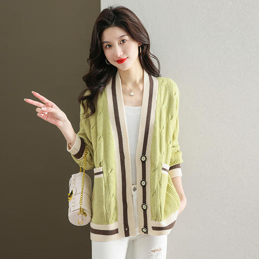 春季麻花针织开衫，外搭宽松洋气毛衣外套CC-JY-919 商品图0