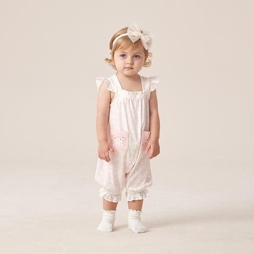 【商场同款】英氏婴儿衣服女宝宝哈衣可爱风背带连体爬服 商品图1